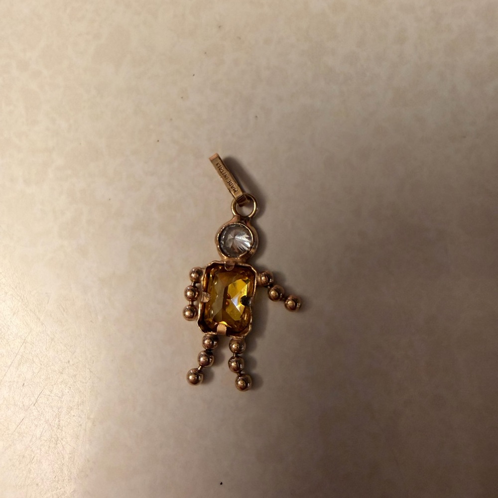 14k gold November Baby Boy Charm With November birthstone
